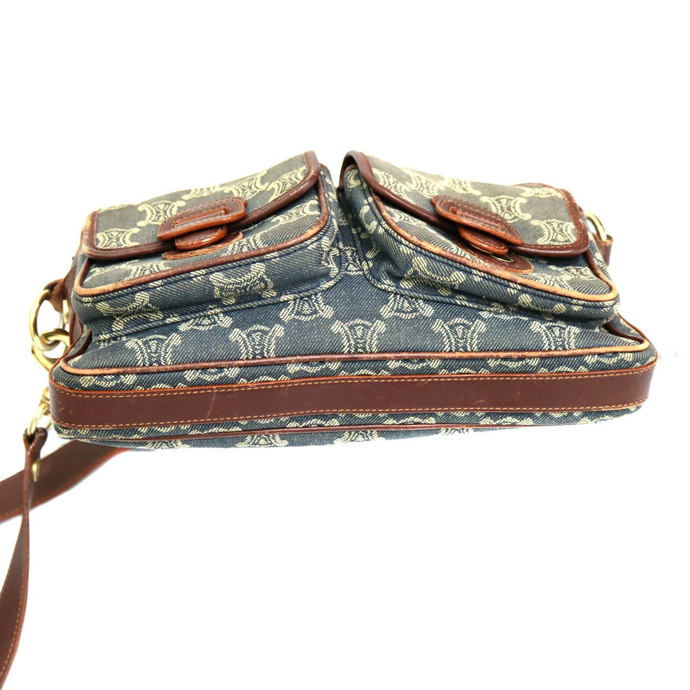Celine shoulder bag leather denim Navy Blue brown - Picture 5 of 6